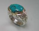 Turquoise ring in Sterling and 14k gold
